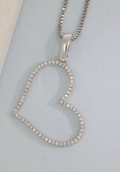 Pave Diamond Open Heart Necklace