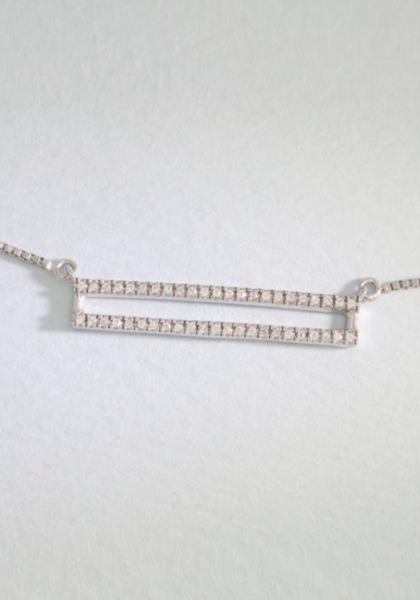 Pave Diamond Set the Bar Necklace