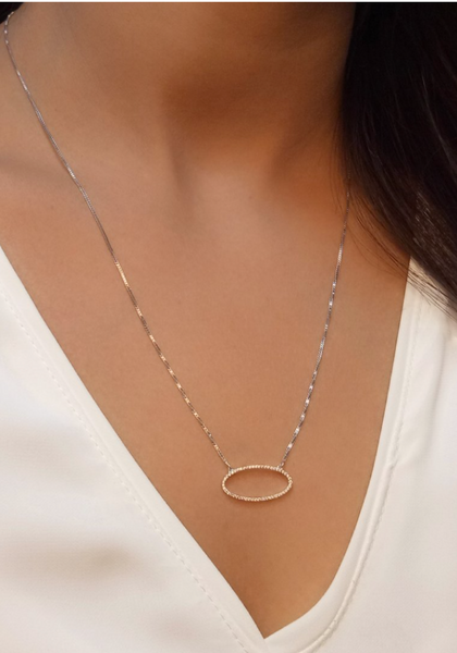 Pave Diamond Oval Necklace