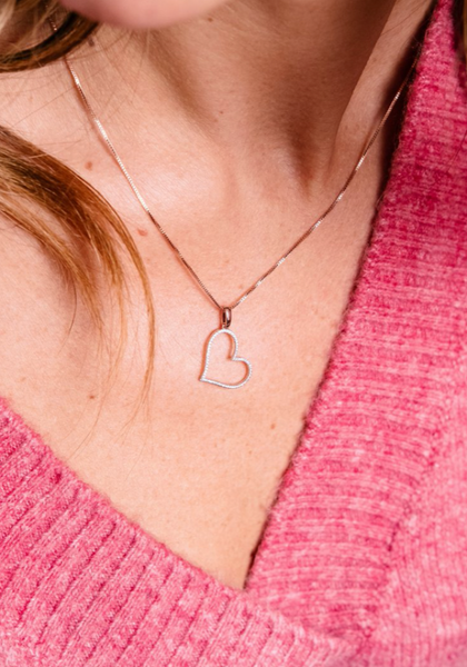 Pave Diamond Open Heart Necklace