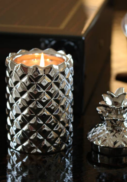 Silver Pineapple Candle