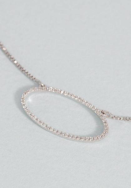 Pave Diamond Oval Necklace