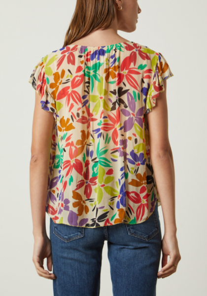 Chiffon Flutter Sleeve Printed Blouse