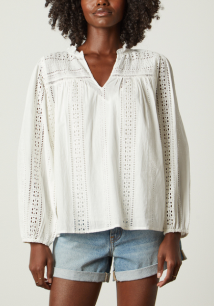 Jordy Embroidered Cotton Long Sleeve Top
