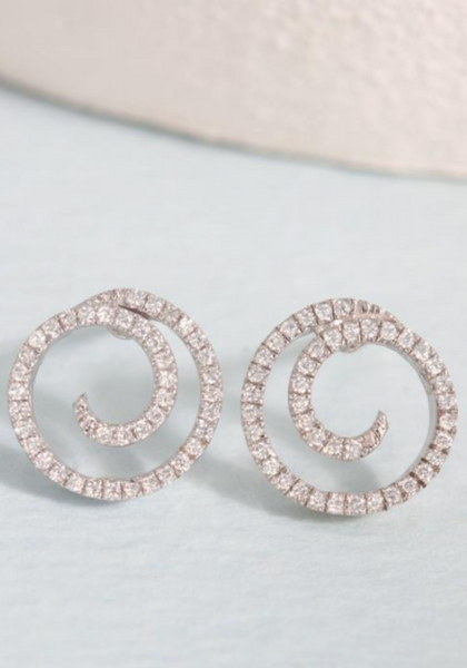 Pave Diamond Swirl Earrings