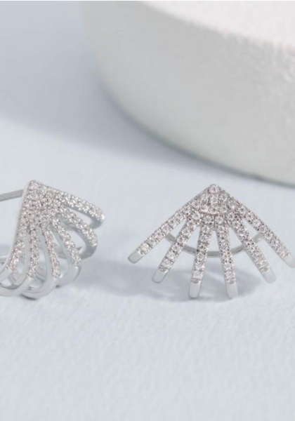 Pave Diamond Fan Earrings