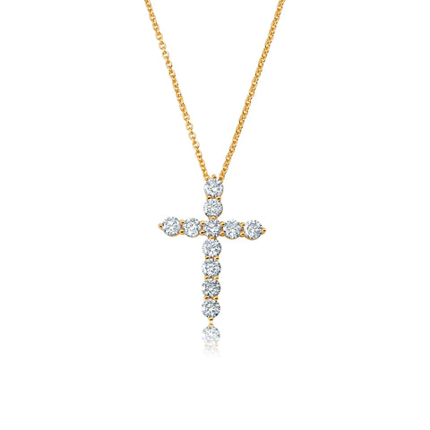 Brilliant Round Prong Set Cross Necklace In Gold