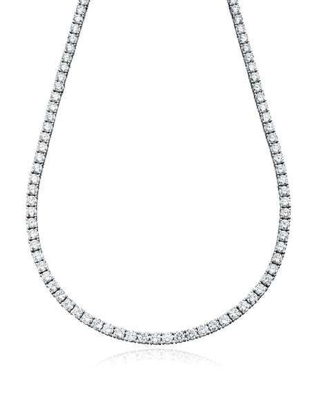 Classic Tennis Necklace Finished in Pure Platinum - 16"