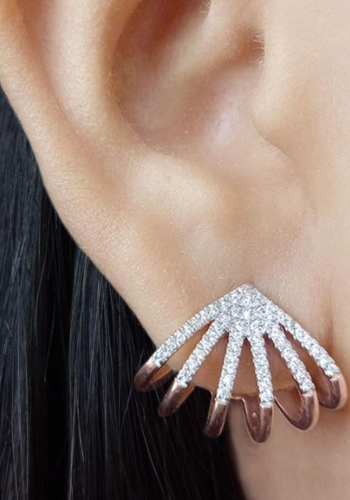 Pave Diamond Fan Earrings