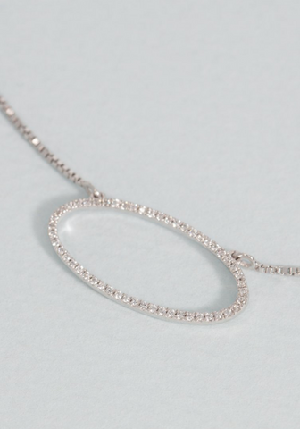 Pave Diamond Oval Necklace