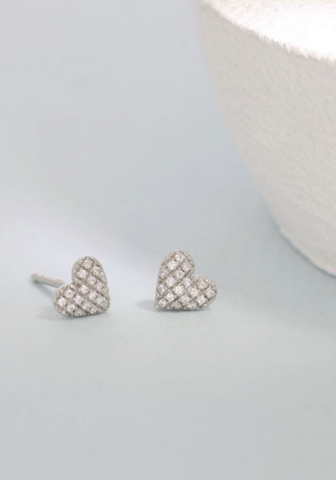Pave Diamond Mini Heart Earrings