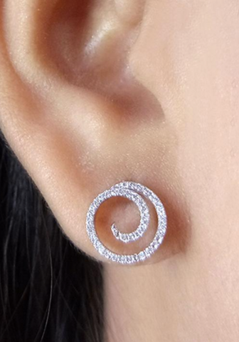 Pave Diamond Swirl Earrings
