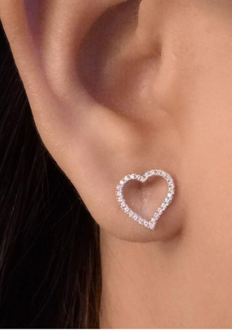 Pave Diamond Open Heart Earrings